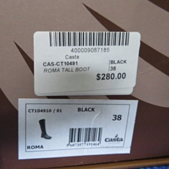 Retail $280 ROMA Casta Black Tall Leather Boots sz. 38 ( 7.5) - Picture 2 of 12